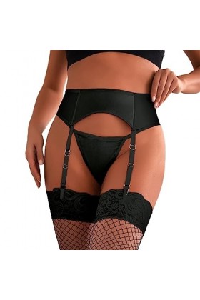 MiDiLi Porte-Jarretelles pour Femmes String Taille Haute Porte-Jarretelles Culotte Grande Taille Bas À Cuisse Color : Black,