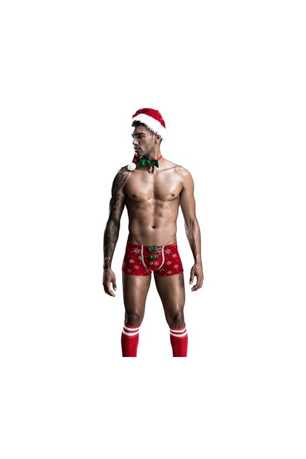 Ensemble de Lingerie de Noël pour Hommes Tenues de Jeu Rôle Vêtements de Nuit pour Hommes Costumes Dhalloween Costume de Fli