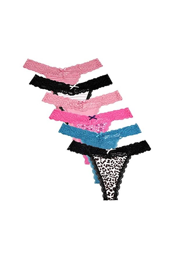 HMLOPX Daily Wear Lot de 6 Strings Sexy en Dentelle for Femme Color : Combo 2, Size : M-Medium 