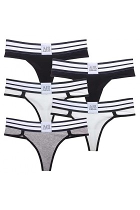Daily Wear Lot de 5 Tongs en Coton for Femme, Culotte à Taille Large à Rayures, sous-vêtements Sexy Respirants Color : Combo