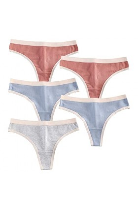 Daily Wear Strings for Femme en Coton avec Dos en T Respirant et Extensible sous-vêtements Sexy, Lot de 5 Color : Combo 3, S