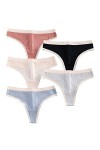 Daily Wear Strings for Femme en Coton avec Dos en T Respirant et Extensible sous-vêtements Sexy, Lot de 5 Color : Combo 3, S