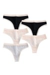 Daily Wear Strings for Femme en Coton avec Dos en T Respirant et Extensible sous-vêtements Sexy, Lot de 5 Color : Combo 3, S
