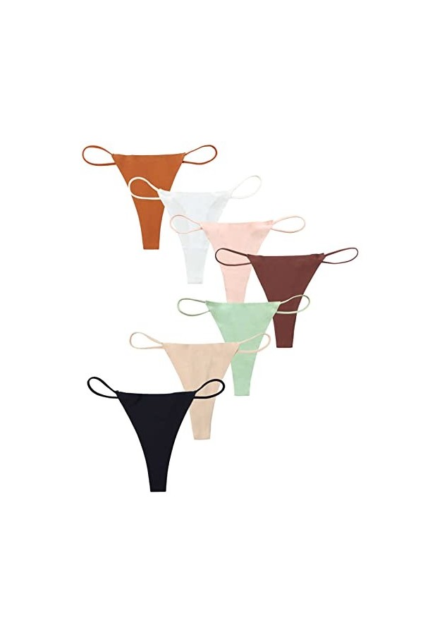 HMLOPX Daily Wear Strings for Femme Sexy sans Couture Taille Basse T-Back G String Culotte Bikini Yoga, Lot de 7 Color : Com