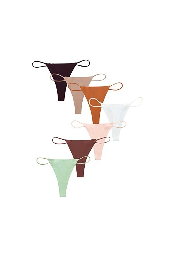 HMLOPX Daily Wear Strings for Femme Sexy sans Couture Taille Basse T-Back G String Culotte Bikini Yoga, Lot de 7 Color : Com