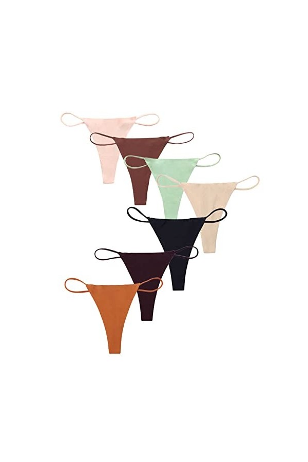 HMLOPX Daily Wear Strings for Femme Sexy sans Couture Taille Basse T-Back G String Culotte Bikini Yoga, Lot de 7 Color : Com