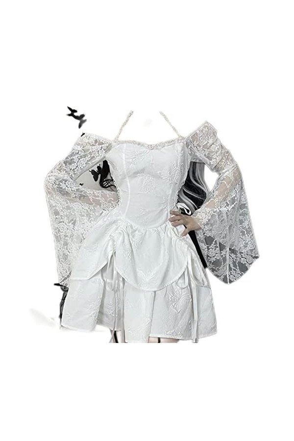 Gothique Mesh Voir à Travers Sexy A-Ligne Robes Halloween Grunge Jacquard Dentelle Ourlet Partywear Lolita Mignon Femmes Robe