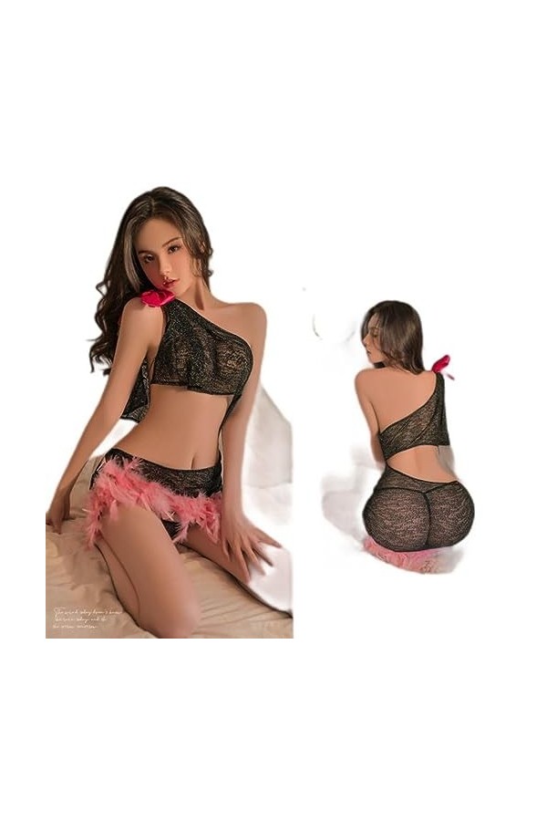 SHANHE Femmes Sexy Flamingo Queen Lingerie Jeu de Rôle sous-Vêtements Ensemble Secrétaire Tentation Passion Cosplay Discothèq