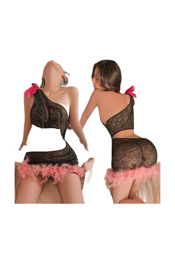 SHANHE Femmes Sexy Flamingo Queen Lingerie Jeu de Rôle sous-Vêtements Ensemble Secrétaire Tentation Passion Cosplay Discothèq