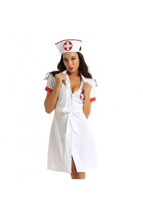 SHANHE Halloween Fantaisie Cosplay Costumes Femmes Lingerie Coquine Sexy Infirmière Robe avec Ceinture Chapeau Uniforme Outfi