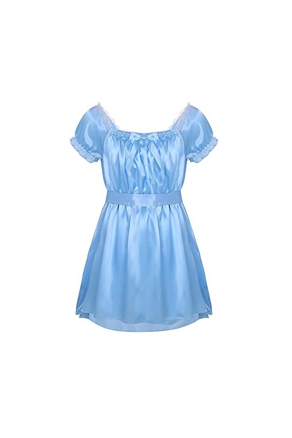 SHANHE Hommes Sissy Vêtements De Nuit Sexy sous-Vêtements Encolure Carrée Brillant Doux Satin Haut Bas Conception Crossdress 