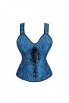 SHANHE Steampunk Strap Cup Zipper Sexy Jacquard Floral Corset Taille Cou Corset Lingerie Top Plus Size-6806black blue,XXL