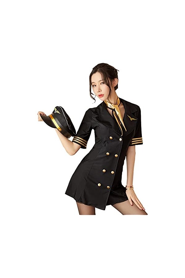Juig Sexy Stewardess Uniform Cosplay Sexy Costumes Uniform Slutty Skirt for Women Exotic Apparel Lingerie