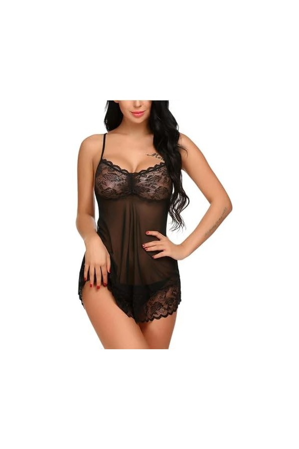 WANAM Vêtements de nuit en dentelle Pyjama Robe Lingerie Vêtements Femme Sous-vêtements Chemise de nuit
