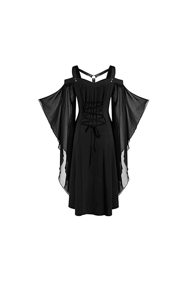 SHANHE Femmes Vintage Gothique Robe L-5XL Rétro Hors Épaule À Bretelles Cosplay Costume Printemps Femme Robes pour La Fête Sp