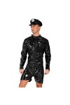 Oyolan Déguisement Policier Homme Sexy Tenue Marin Uniforme Cosplay Adulte Ensemble Accessoire Clubwear M-XL Type F Noir XXL