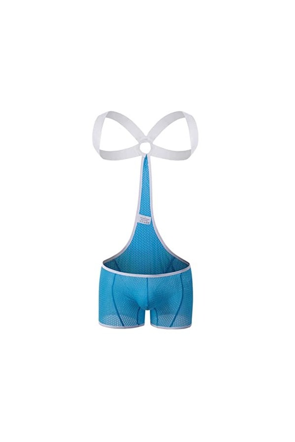 CABULE Boxer sexy en maille respirante pour homme Bleu Taille XL