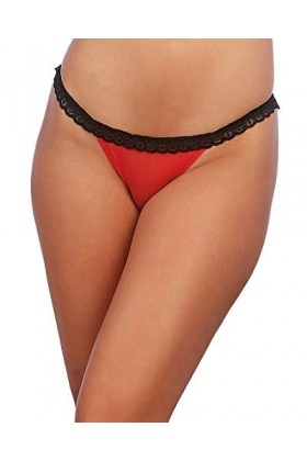 Dreamgirl String en Forme de Cœur à lArrière Rouge/Noir S