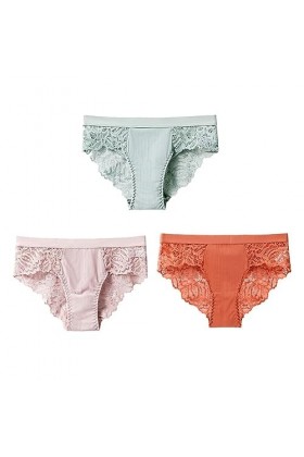 KATIAK Culotte Femme 3 Pcs Culotte Dentelle Culotte Femme Fleur Culotte-4.-Le XL