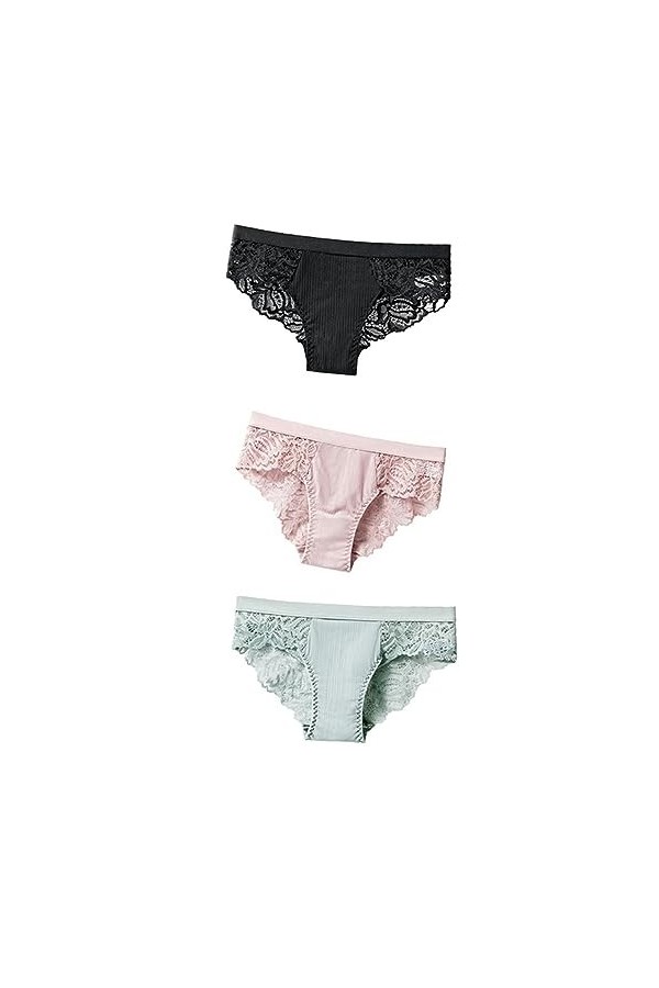 KATIAK Culotte Femme 3 Pcs Culotte Dentelle Culotte Femme Fleur Culotte-4.-Le XL