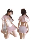 SHANHE Pink Hot Bed Tease Infirmière Uniforme Femmes Mignonnes Vêtements De Nuit Sexy Lingerie Dentelle Perspective Bandage L