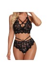 ZTIANEF Bas basLingerie érotique Sexy Dentelle Femme spliterie, Rouge, L