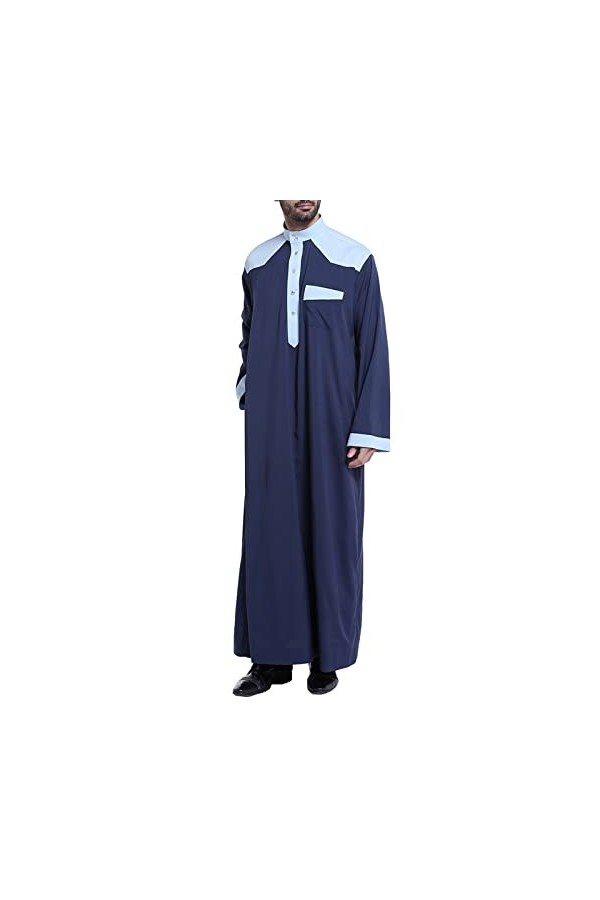 Mymyguoe Robe musulmane pour homme - Robe islamique avec poche poitrine - Robe musulmane - Longue robe dhiver - Robe de priè
