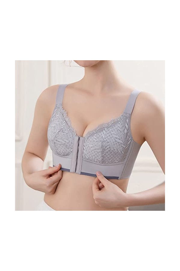 Zshosam Sous-vêtements sexy en latex pour femme - Coupe complète - Plus de taille - Bouton avant - Sans fil - Soutien-gorge d