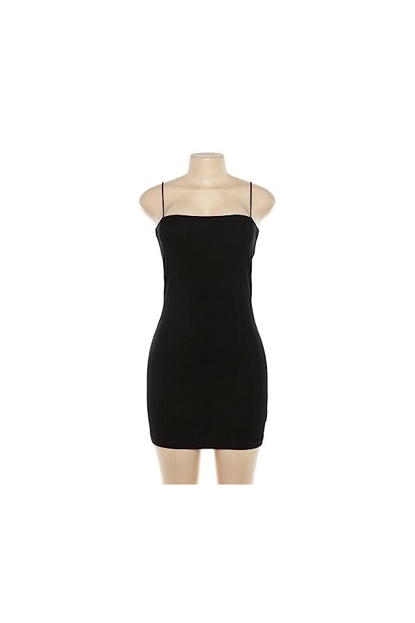 CHOUBAGUAI Sexy Robe Spaghetti Strap Maxi Robe Femme Mince sans Manches Halter Stretch Mini Robe 2021 Été Blanc Noir Femmes V