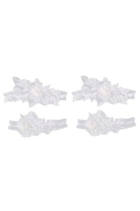 Abaodam 4 Pièces 1 Porte-Jarretelles Jarretière De Bal Bijoux Floraux Jarretière De Mariage en Dentelle Jarretière De Mariage