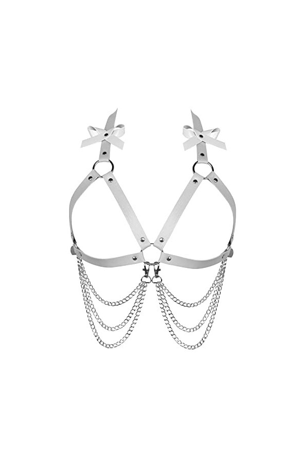 Femmes Body Strap Cuir Soutien - Gorge élégant Soutien - Gorge évidé Punk Gothique orgie Halloween Party Dance Costume 1 Rou