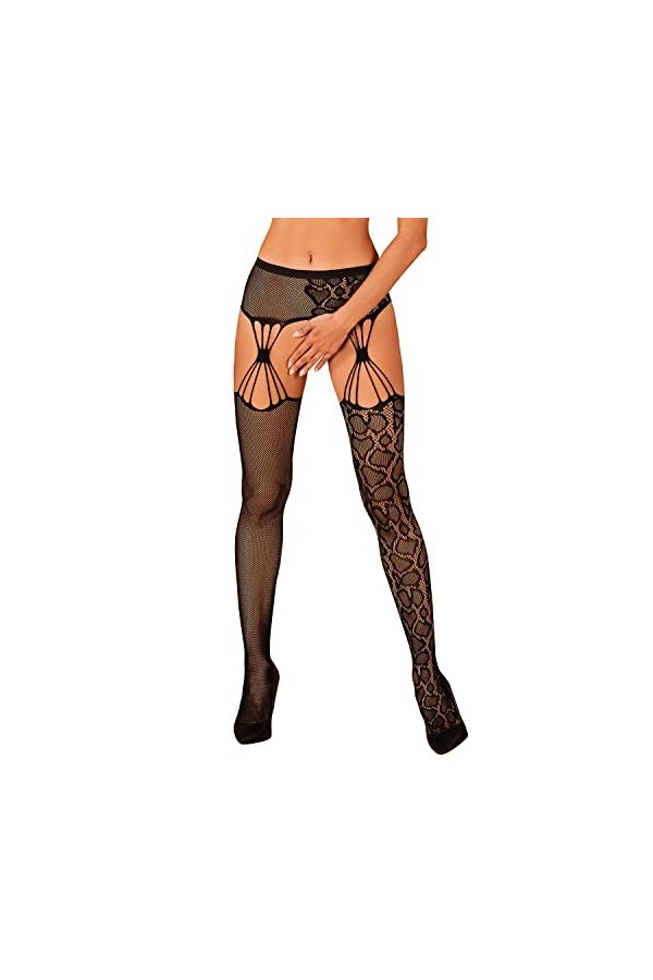 Obsessive Bas avec Porte-Jarretelles Une Pièce S821 Stockings, Noir,M