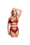 CABULE Ensemble de lingerie sexy en dentelle florale avec soutien-gorge sexy en dentelle et maille pour femme - Rouge, M