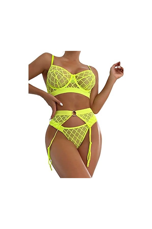 TOZLU Sexy Fishnet Hollow Out Sexy Perspective Discothèque Metal Ribbon Stitching Jumpsuit, Sexy Lingerie Sexy Discothèque Dr
