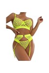 TOZLU Sexy Fishnet Hollow Out Sexy Perspective Discothèque Metal Ribbon Stitching Jumpsuit, Sexy Lingerie Sexy Discothèque Dr