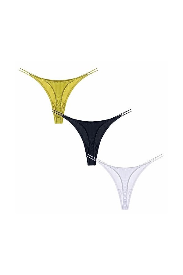 AIEOE Lot de 3 Strings Femme en Coton Sexy Thong Taille Basse sans Couture M