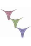 AIEOE Lot de 3 Strings Femme en Coton Sexy Thong Taille Basse sans Couture M