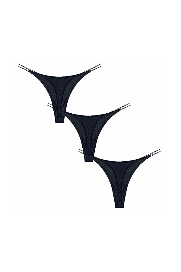 AIEOE Lot de 3 Strings Femme en Coton Sexy Thong Taille Basse sans Couture M