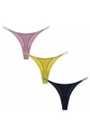 AIEOE Lot de 3 Strings Femme en Coton Sexy Thong Taille Basse sans Couture M