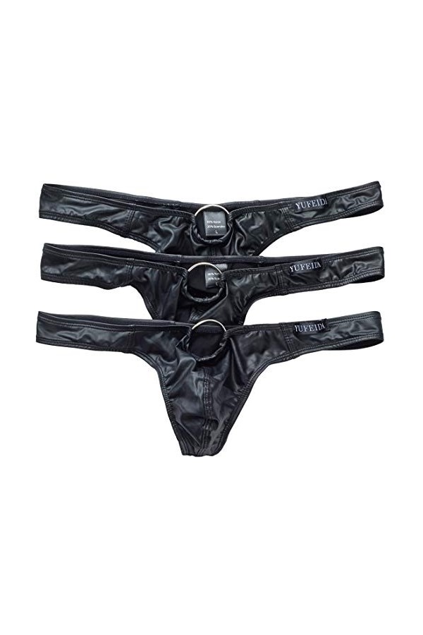 YFD +Homme Slip String Lingerie Noir Cutout Slips Briefs Boxer Shorts sous-vêtements L, 3-Stück Strings 