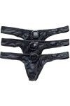 YFD +Homme Slip String Lingerie Noir Cutout Slips Briefs Boxer Shorts sous-vêtements L, 3-Stück Strings 