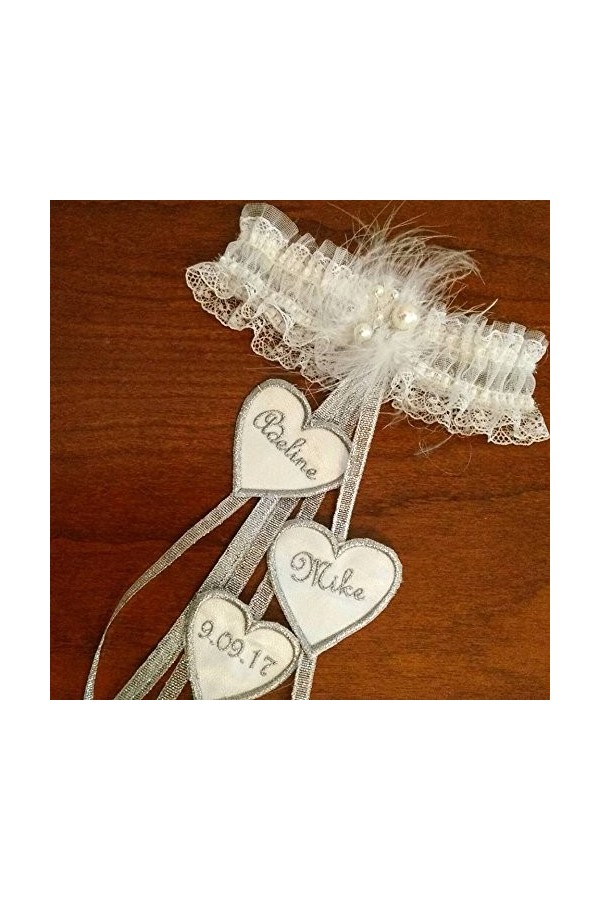 Jarretiere blanche brodée / personnalisée à votre taille en fonction de vos couleurs