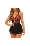 ZTIANEF Nuisettes Et Deshabillés Chemise De Nuit Sexy Col en V Profond Voir À Travers La Lingerie Vêtements De Nuit Transpare