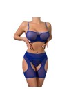 InfirmièreSexy Maille Fermoir Sex Set de 4, Bleu, L