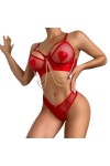 InfirmièreSexy chaîne en métal Mesh Love Mood Fun Lingerie Set, Rouge, M