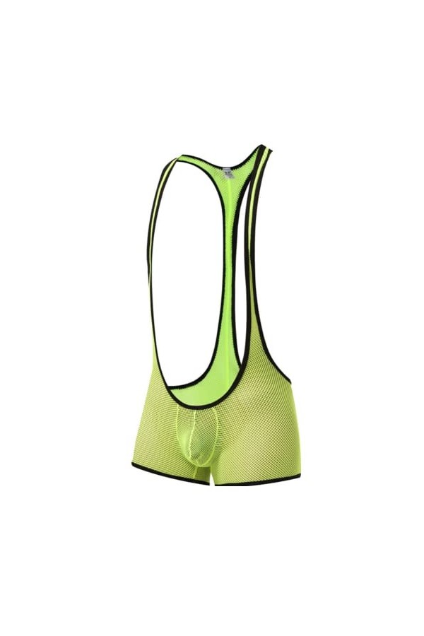 OLIns Hommes Bodysuit Mankini Combinaison de Lutte Justaucorps extensible Color:yellow,Size:L 