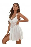 ZTIANEF Front ouvertSlip Dress Sexy Lingerie érotique Pyjama, Blanc, S