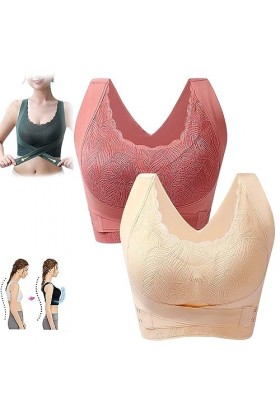 HOUHOUYIBA Kendally Corset Bra Front Cross Side Buckle Lace Bras, Kendally Bra, Kendally Bras pour Femmes Plus âgées, Kendall