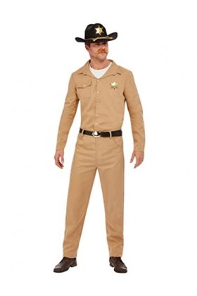80s Sheriff Costume, Beige, Shirt, Trousers & Belt, L 