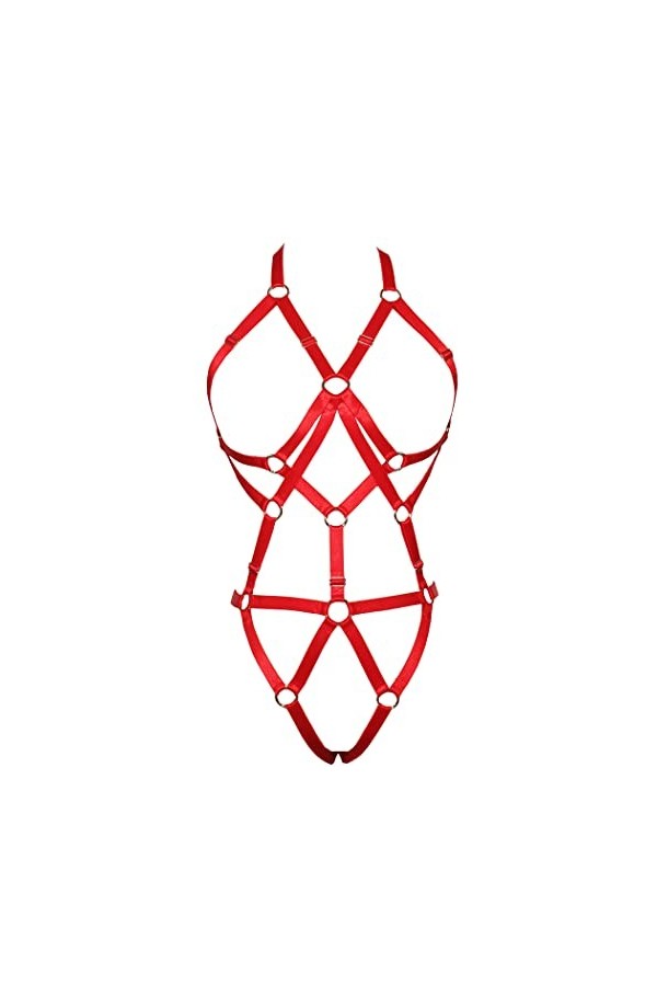 Ensemble de lingerie pour femme : ensemble de lingerie à bretelles, soutien-gorge cage sans bonnets réglable, ceinture harnai